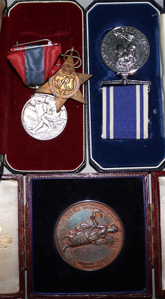 2 Imperial services  medal and a long service police medal and war medal and commemorative tokens